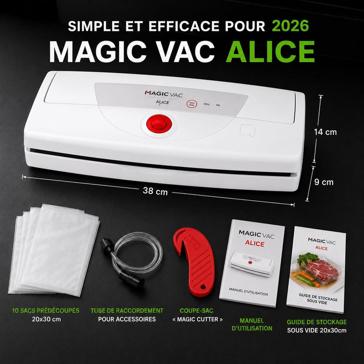 Magic Vac, Alice, Multifunktionale Lebensmittel-Vakuummaschine, Ideal für Vakuumbeutel und Behälter,