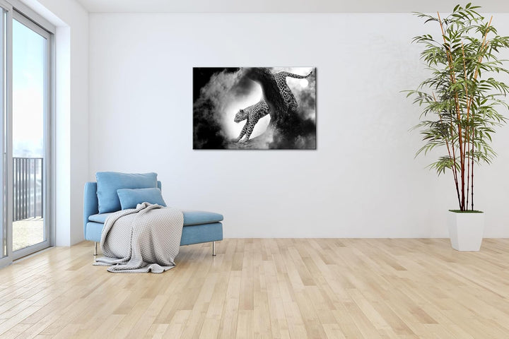 deyoli exotischer Gepard im Mondschein Format:90x60 cm als Leinwandbild, Motiv fertig gerahmt auf Ec