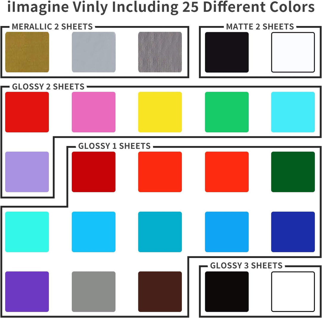Vinylfolie Plotter, 40 PACK Permanentem Klebefolien, 30,5 x 30,5 cm iImagine Vinyl Selbstklebend Vin