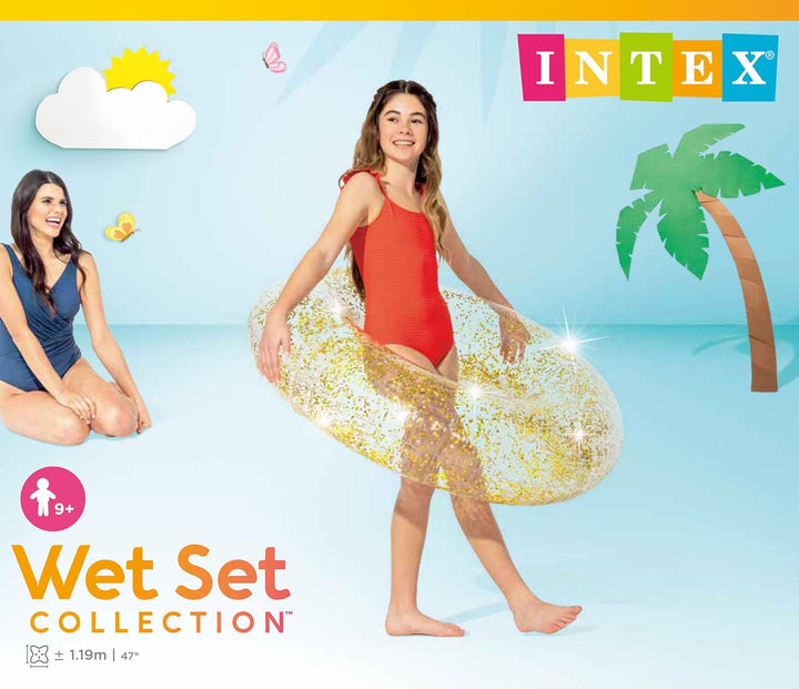 Intex 56274NP - Aufblasbarer Schwimmring Glitter, Vinyl, Mehrfarbig, 107 cm Einheitsgrösse Glitter,
