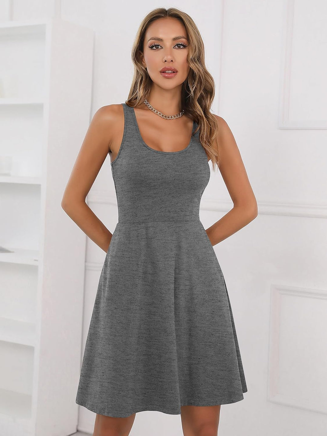 Missufe Damen Sommerkleid Minikleid Rockabilly Freizeitkleid Skaterkleid Kurzes Tank Kleider XS Dunk