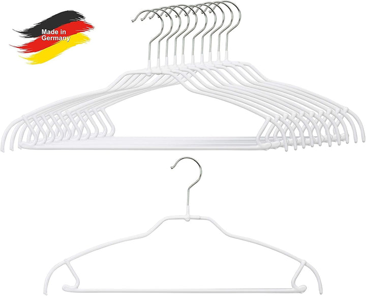 MAWA Kleiderbügel mit Steg, 10 Stück, platzsparende Universalkleiderbügel für Oberteile, Hosen und R