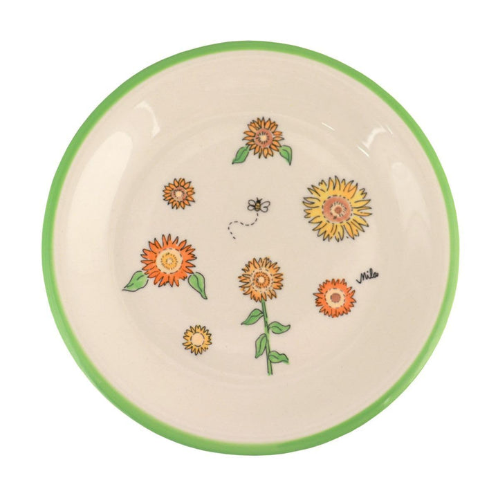 Mila Keramik-Teller Sunny Sunflowers ca. 22 cm für Frühstück &amp; Kaffee-Kuchen mit Sonnenblumen für di