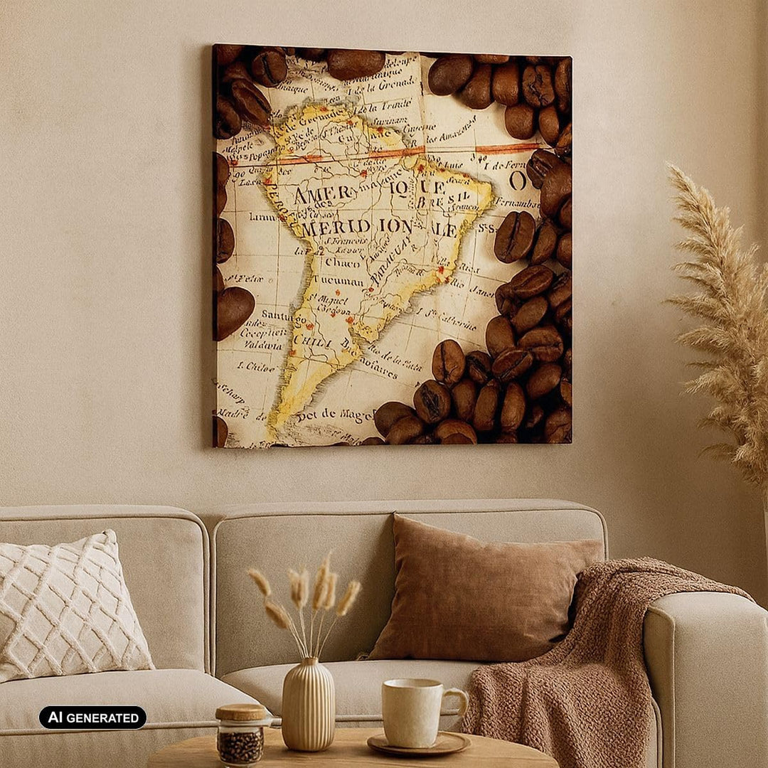 ARTTOR Bilder auf Leinwand Südamerika Samen Kaffee Leinwandbild 60x60cm Wandbilder Dekoration Wohnzi