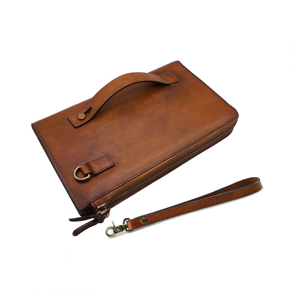 Herren Geldbörse Leder Wristlet Unterarmtasche Vintage Wristlet Business Handtasche Coin Money Pouch