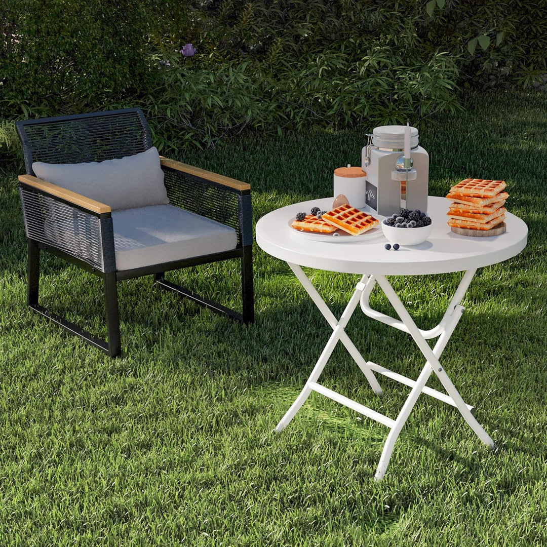 YITAHOME 80cm Gartentisch, Runder Klapptisch, Balkontisch Klappbar, Campingtisch Wetterfest für Outd