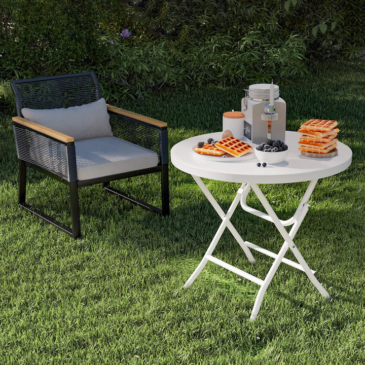 YITAHOME 80cm Gartentisch, Runder Klapptisch, Balkontisch Klappbar, Campingtisch Wetterfest für Outd