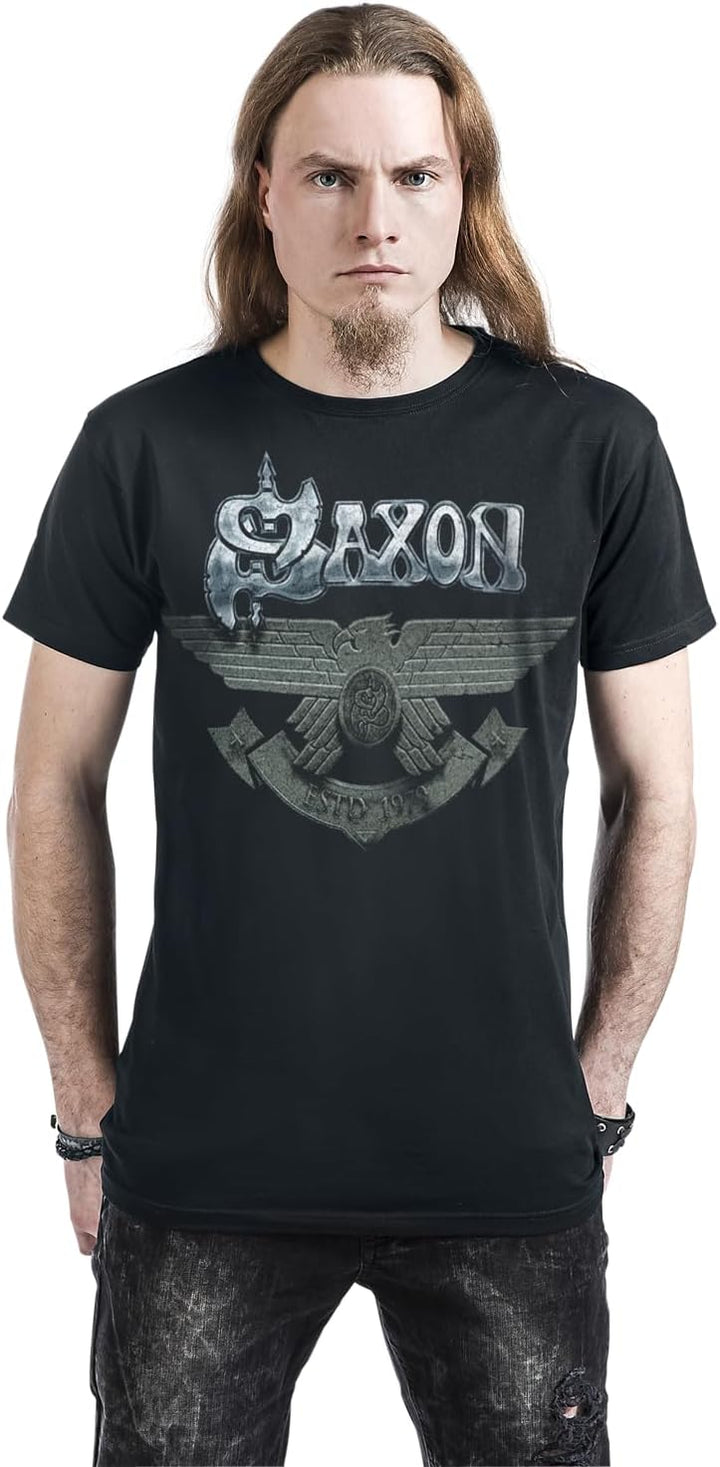 Saxon Est. 1979 Männer T-Shirt schwarz M 100% Baumwolle Band-Merch, Bands