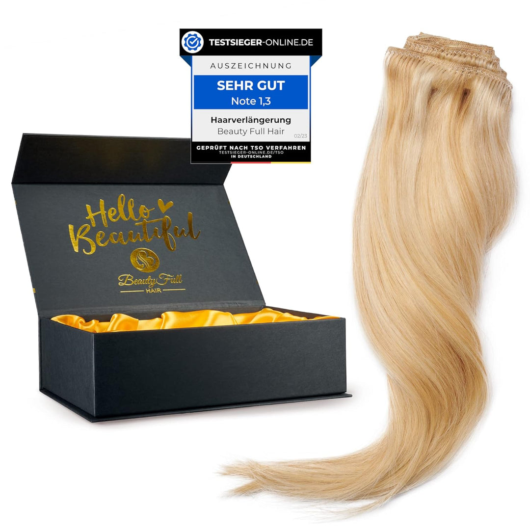 Beauty Full Hair Clip in Extensions Echthaar|Haarverlängerung Echthaar Clip In|Lang & Voluminös|Echt