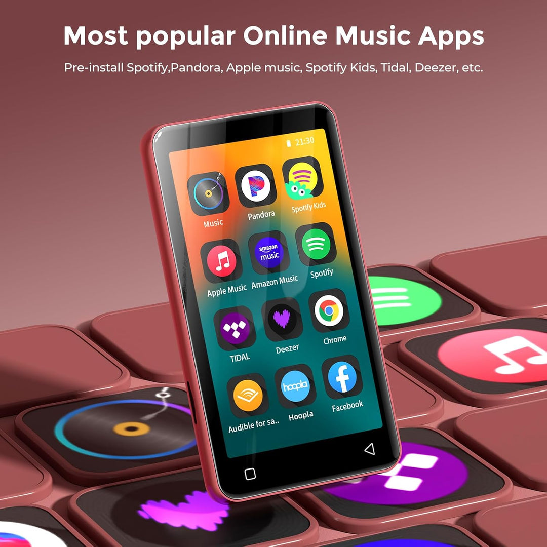 MP4 MP3-Player mit Bluetooth und WLAN, 4"-Voll-Touchscreen, mit Spotify, Android-Streaming-Musikplay