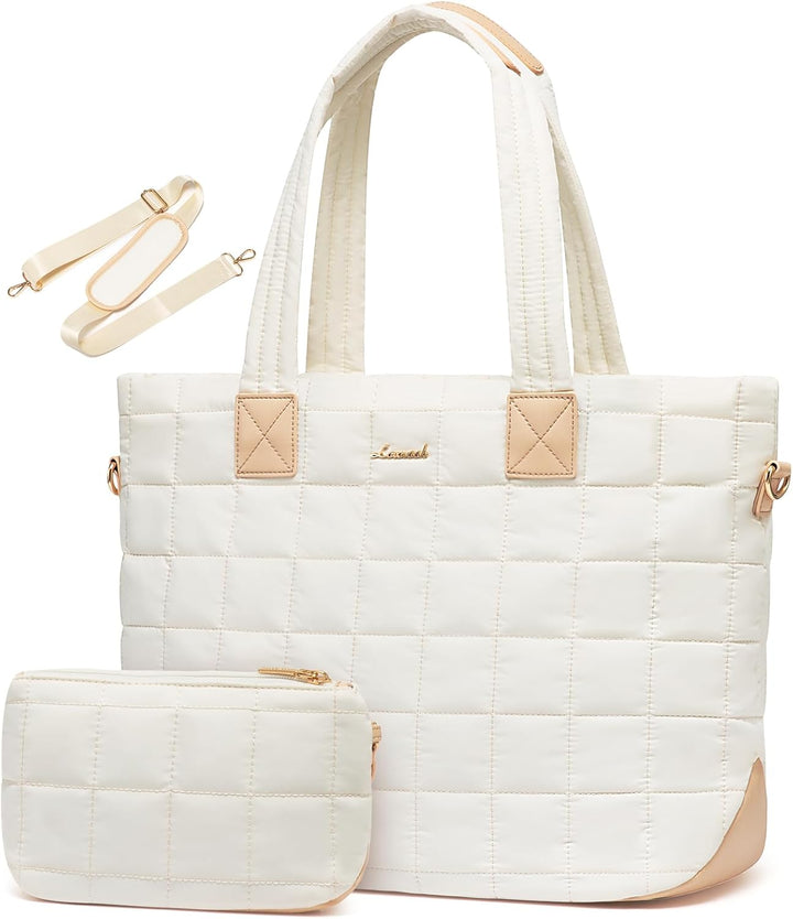 LOVEVOOK Laptop Handtasche Damen Gross，Puffer Laptoptasche 15,6 Zoll，Arbeitstasche Shopper Tasche Sc