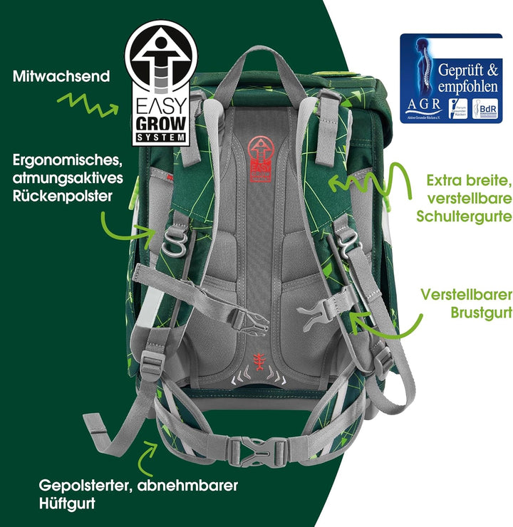 Step by Step Schulranzen-Set SPACE Shine, 5-teilig, ergonomischer Tornister mit Reflektoren, höhenve