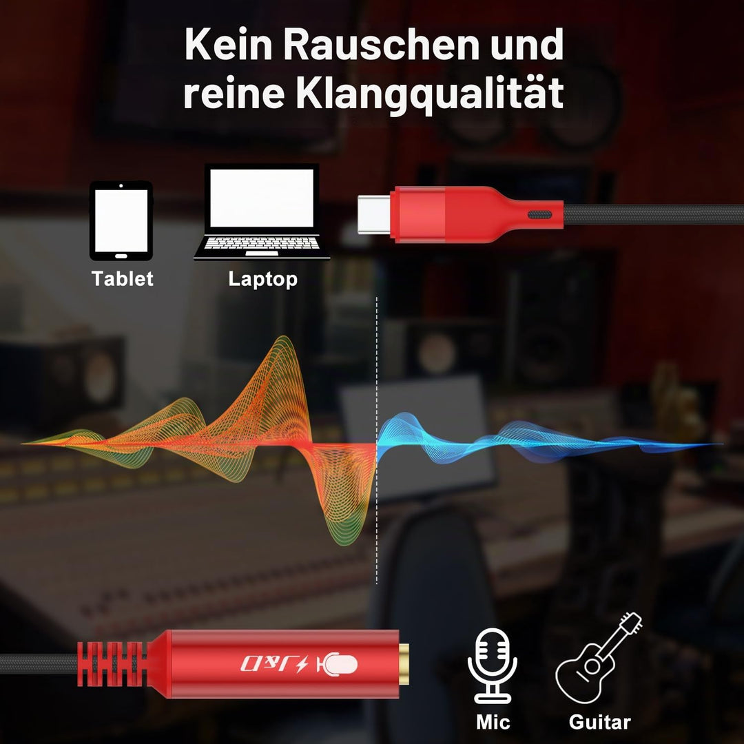 J&amp;D USB Type C zu 1/4 TS Audio Aufnahme Adapter, USB C zu 6,35 mm TS Buchse Gitarrenkabel, Mikrofonk