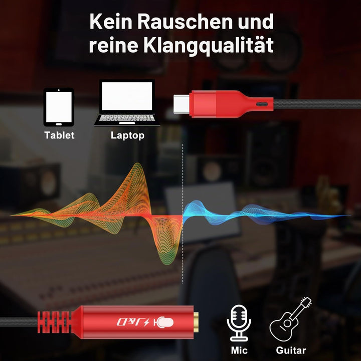 J&amp;D USB Type C zu 1/4 TS Audio Aufnahme Adapter, USB C zu 6,35 mm TS Buchse Gitarrenkabel, Mikrofonk