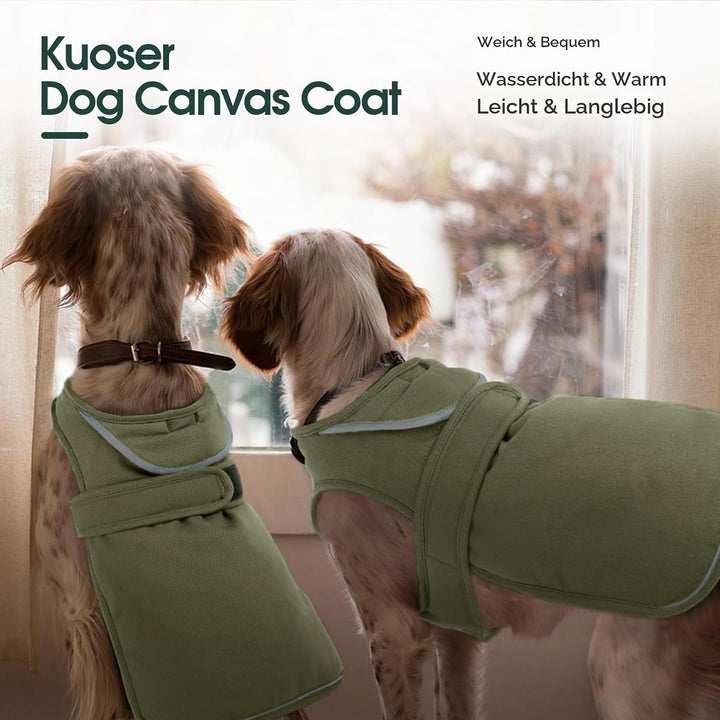 Kuoser Leinwand Haustier Hund Wintermantel, Reflektierende Warme Fleecejacke für Kleine Mittelgrosse