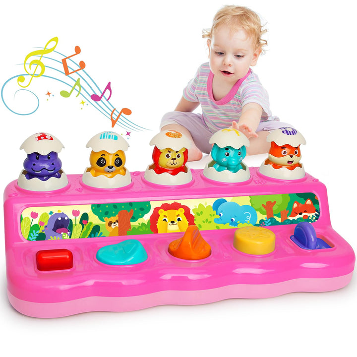 Baby Spielzeug ab 1 Jahr Mädchen, Pop up Baby Montessori Spielzeug 6 8 9 10 12 Monate mit Musik &amp; Li