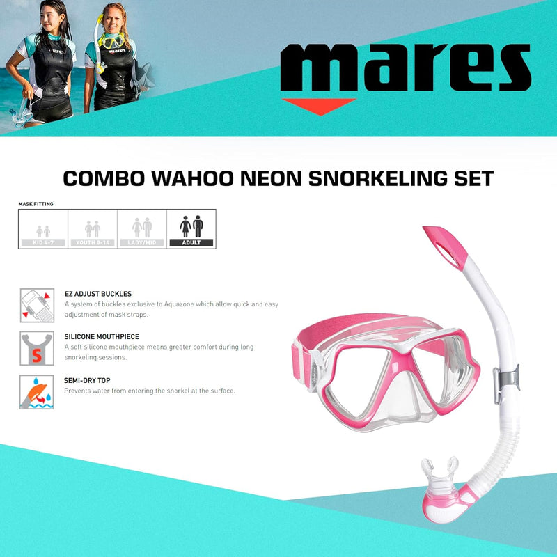 Maske und Schnorchel Mares Aquazone Combo Wahoo Neon, Combo bestehend aus Maske und Schnorchel Erwac