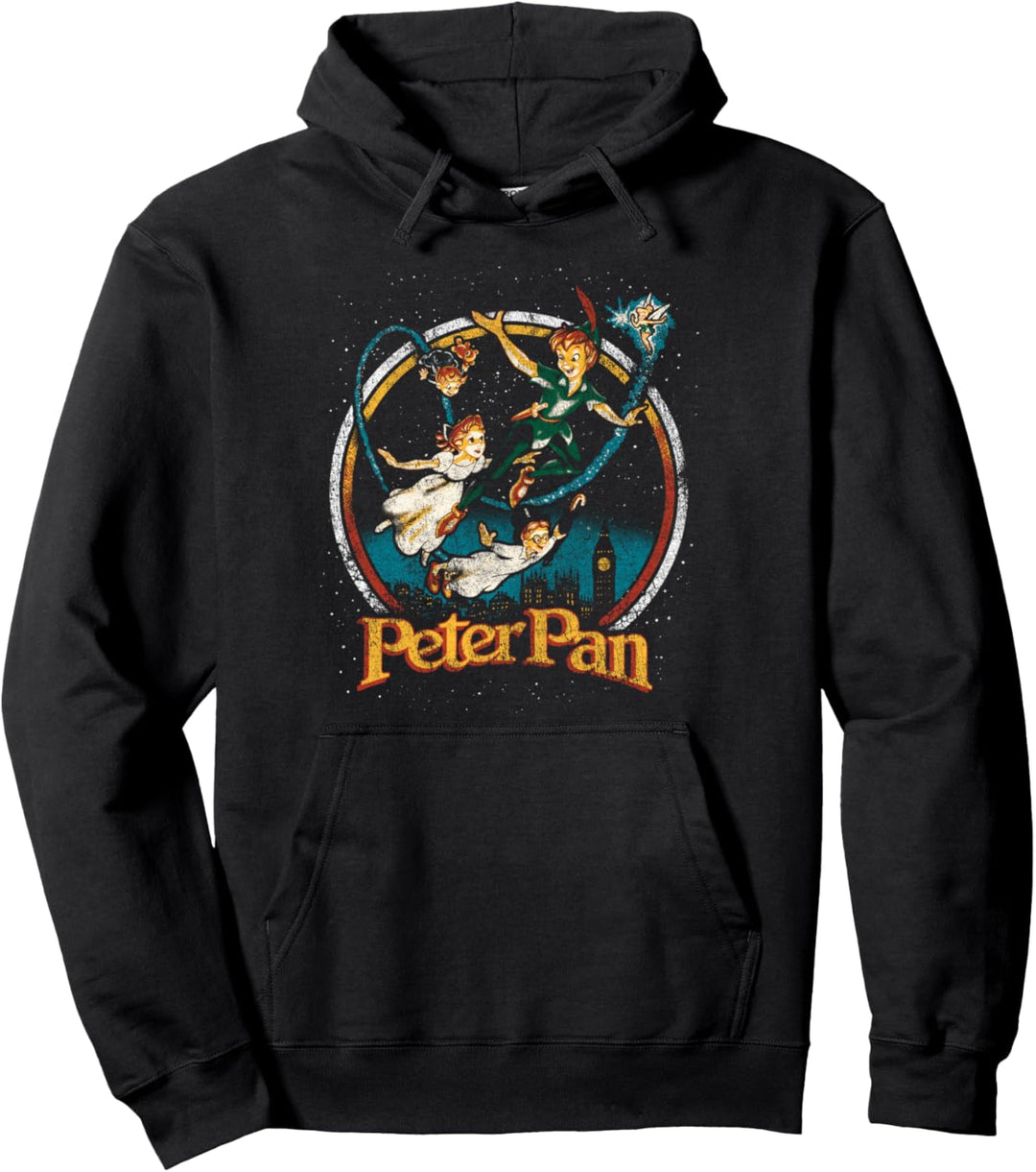 Disney Peter Pan Vintage Style Group Shot Logo Pullover Hoodie