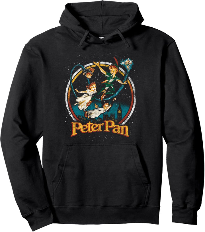 Disney Peter Pan Vintage Style Group Shot Logo Pullover Hoodie