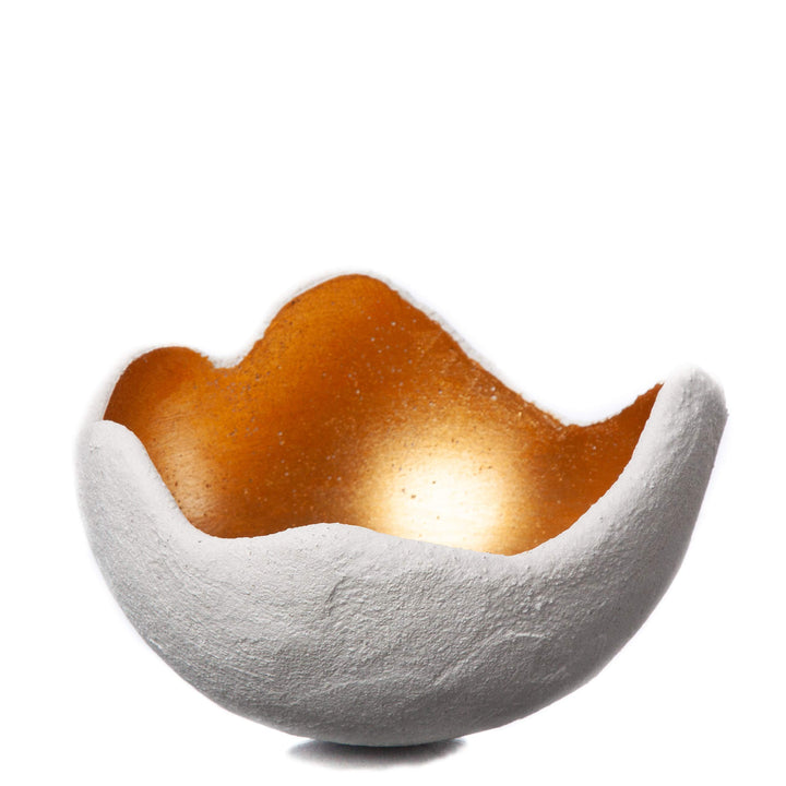 Lichtschale gold - S (15cm) - Beton weiss - Unikat handmade - Windlicht - Geburtstagsgeschenk - Deko