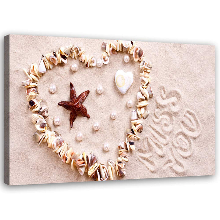 Feeby Bild auf Leinwand Muscheln Kunstdruck modern für Wohnzimmer Beige 80x60 cm M14334 80x60 cm, M1