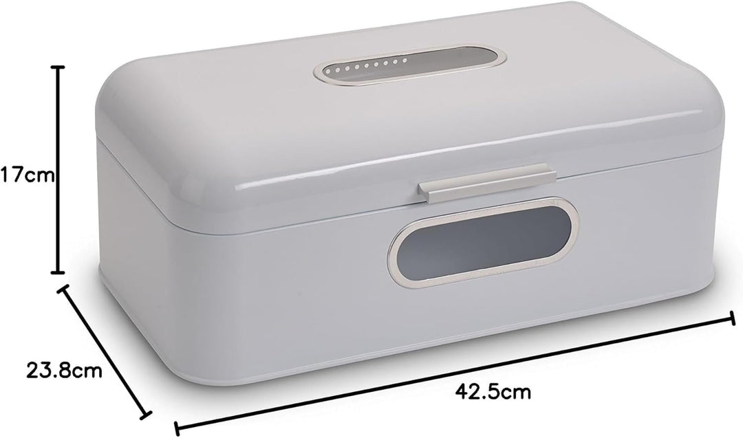 Echtwerk Retro Brotkasten aus Metall mit Sichtfenster, Weiss, 42, 5 x 23, 8 x 17 cm Weiss Big Single