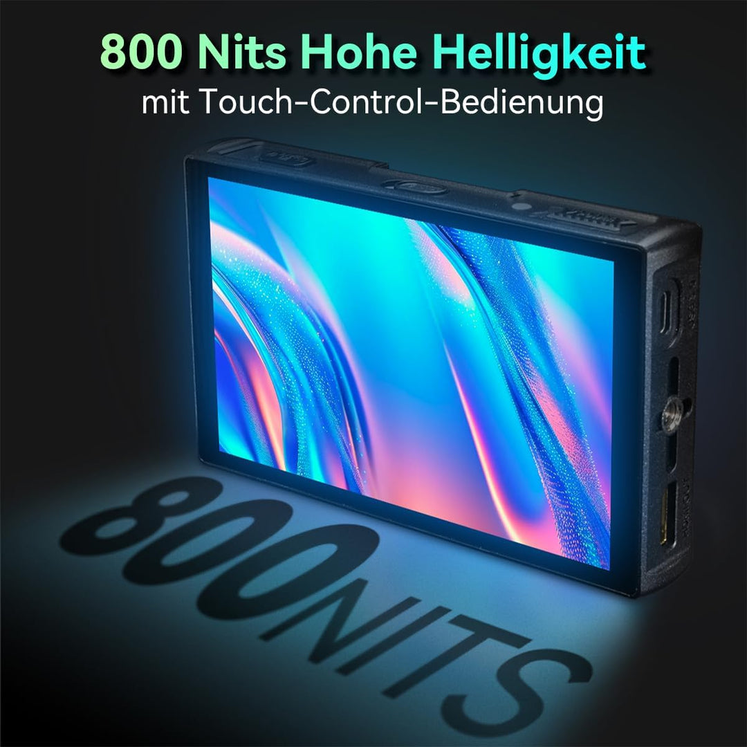Portkeys PT5 III Kamera Feld Monitor 5,4" 800 Nits mit Touchscreen 3D LUT HDMI EIN/Ausgang 360° Colo