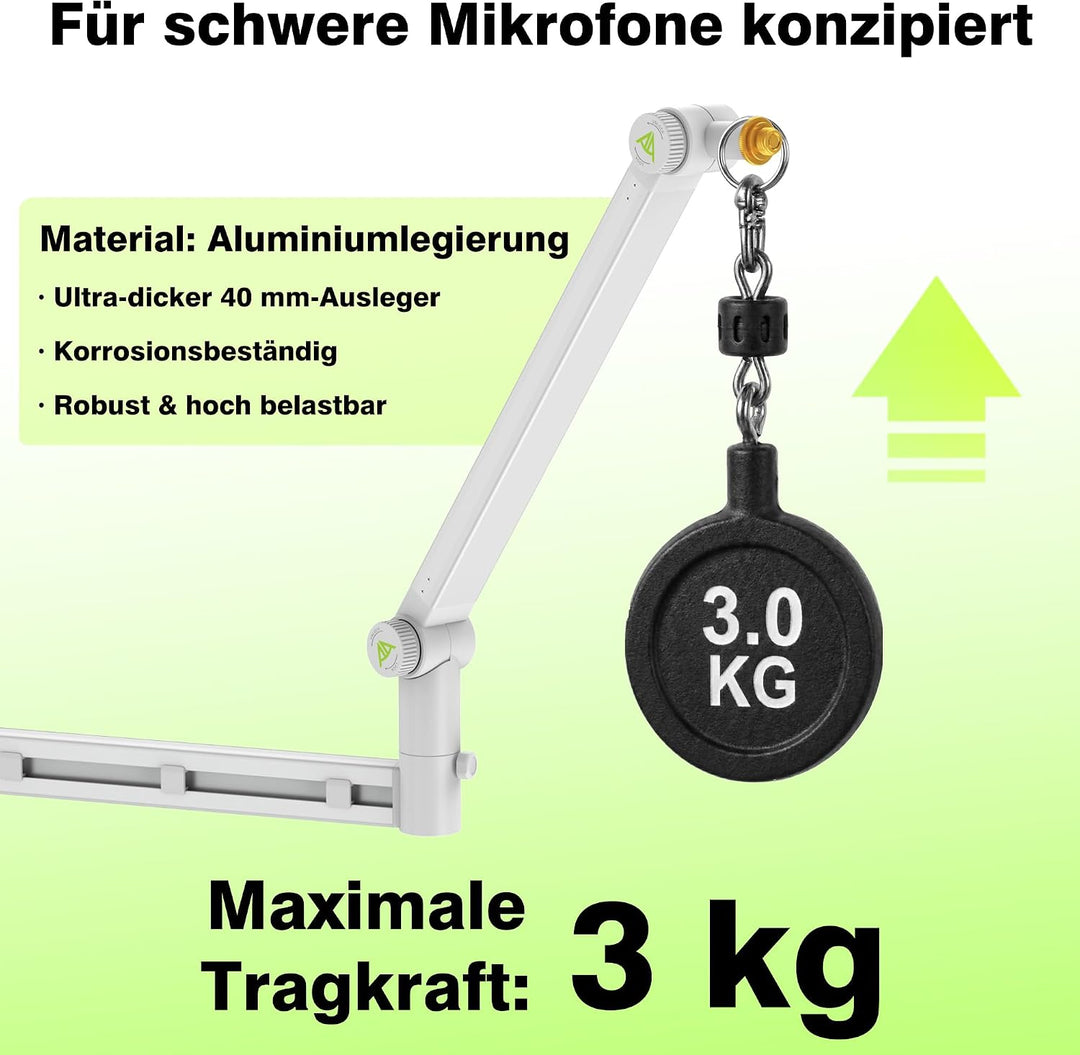 Mikrofon Arm, Low Profile Mikrofonarm [Max. 3 KG Traglast] Kompatibel mit Shure SM7B, MV7+ &amp; Co. Gea