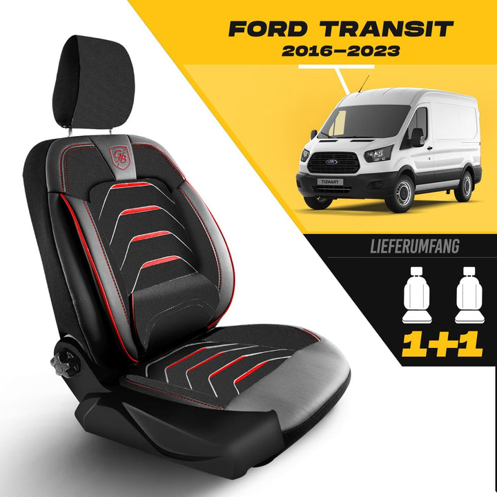 Autositzbezüge 1+1 für Ford Transit Custom 2015-2023 - Premium Vordersitze Auto Sitzbezug aus Leinen
