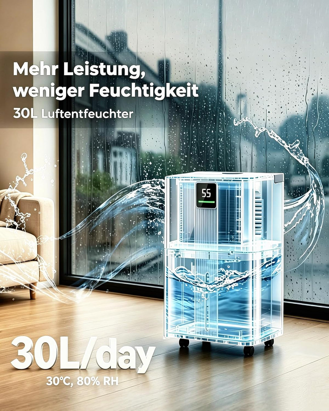 JUMMICO Luftentfeuchter 30L/Tag Smart WLAN Timer 30L Weiss, 30L Weiss