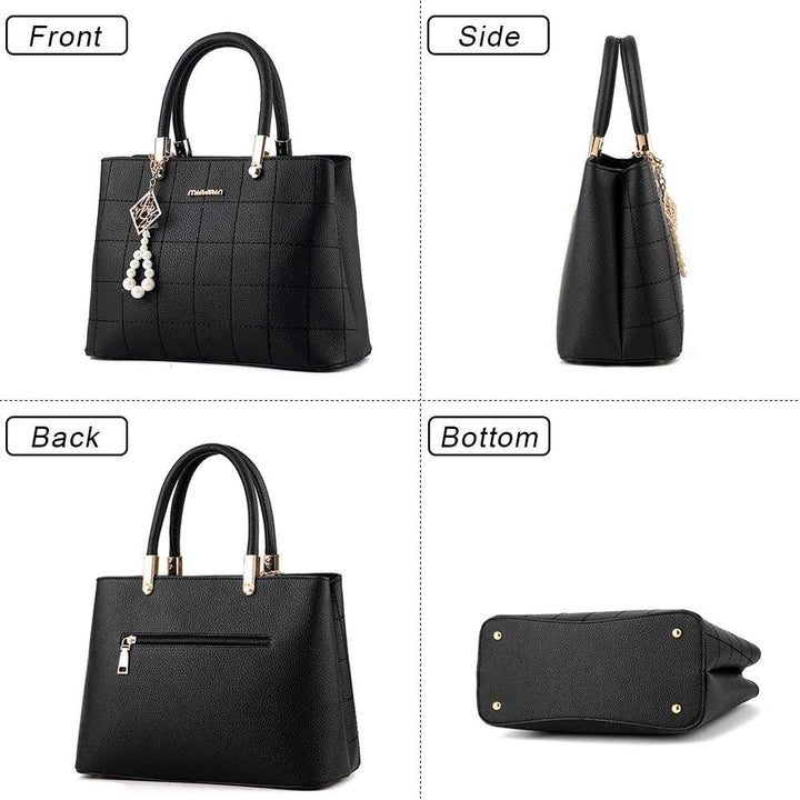 BestoU handtaschen damen Schwarz gross Leder Damen Schultertasche Frauen Umhängetasche, Schwarz