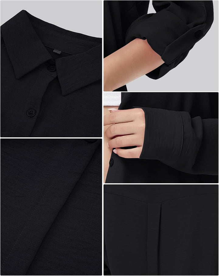 Tanmolo Damen Bluse V-Ausschnitt Hemdbluse Langarm Lässiges Hemd zum Knöpfen Langarmshirt Casual Obe