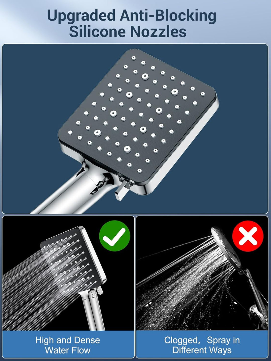YEAUPE PRO Duschkopf mit Schlauch 1,6 m , Filter Duschbrause,Wassersparender Duschkopf, Hochdruck Ha