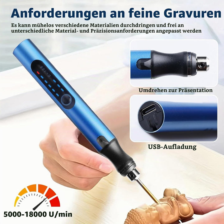 Mini Handbohrer Elektrisch: 3-Gang-Elektro-Mini-Bohrstift, Wiederaufladbare DIY Mini Bohrer mit 10 B