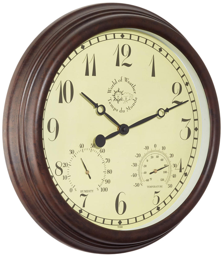 Esschert Design Wanduhr, Gartenuhr aus Kunststoff, rund, ca. 38 cm x 6,1 cm x 38 cm L, L