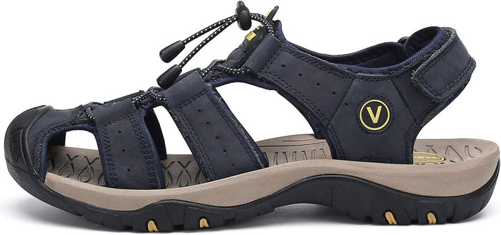FLARUT Sandalen Herren Outdoorsandalen Sommer Wanderschuhe Trekkingsandalen Leder Strand Wandersanda