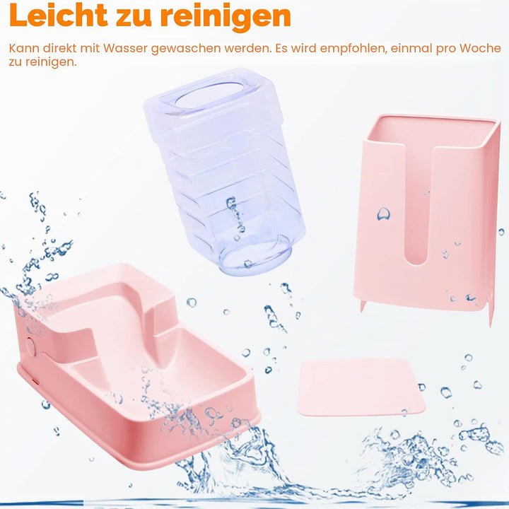 Automatischer Futterspender für Hunde und Wasserspender, Rosa