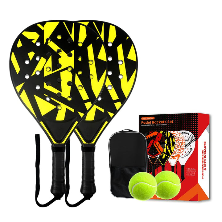 Padelracket 2er-Set mit ABS-Oberfläche und Eva-Schaumkern, für Erwachsene, inklusive Zwei Bällen und