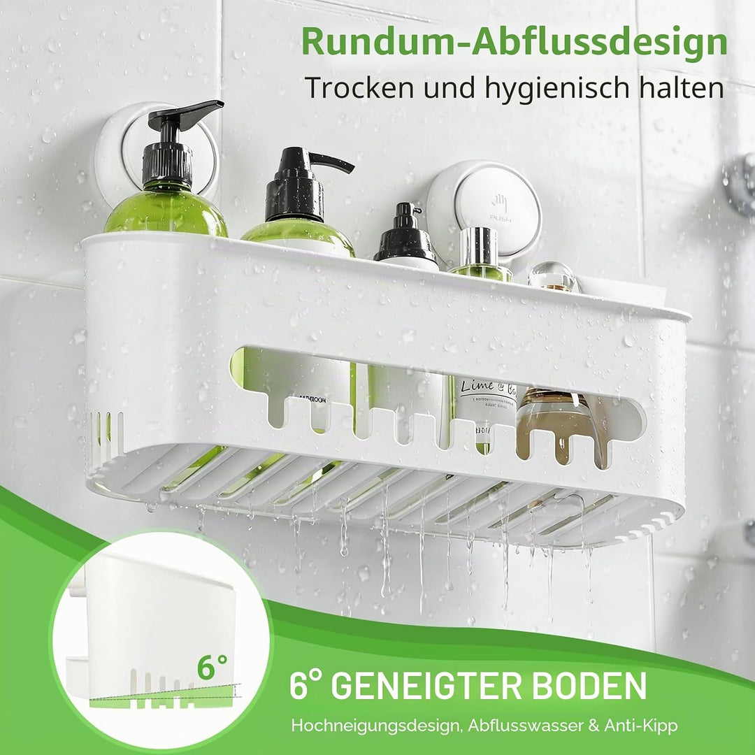 Duschablage Ohne Bohren zum hängen, Badezimmer Regal mit Saugnapf, Duschregal wiederverwendbar, Dusc