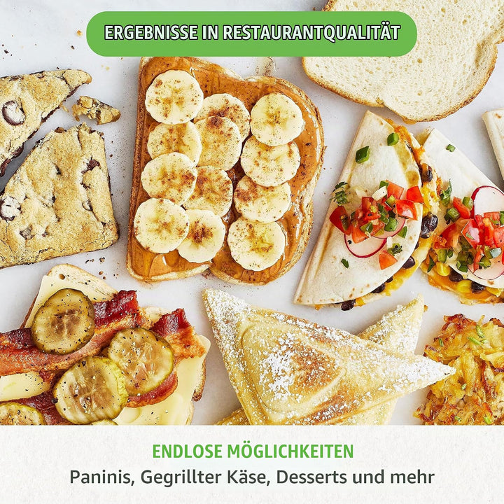 GreenChef Electric Sandwichmaker, PFAS-freie Gesunde Keramik-Antihaft, Panini, Sandwichtoasts, Grill