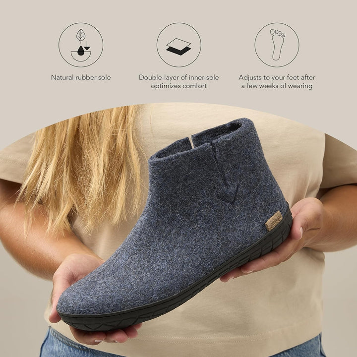 Glerups Filz Hausschuhe Herren und Damen | Komfortabler Hausstiefel Damen &amp; Herren mit Natürlicher G