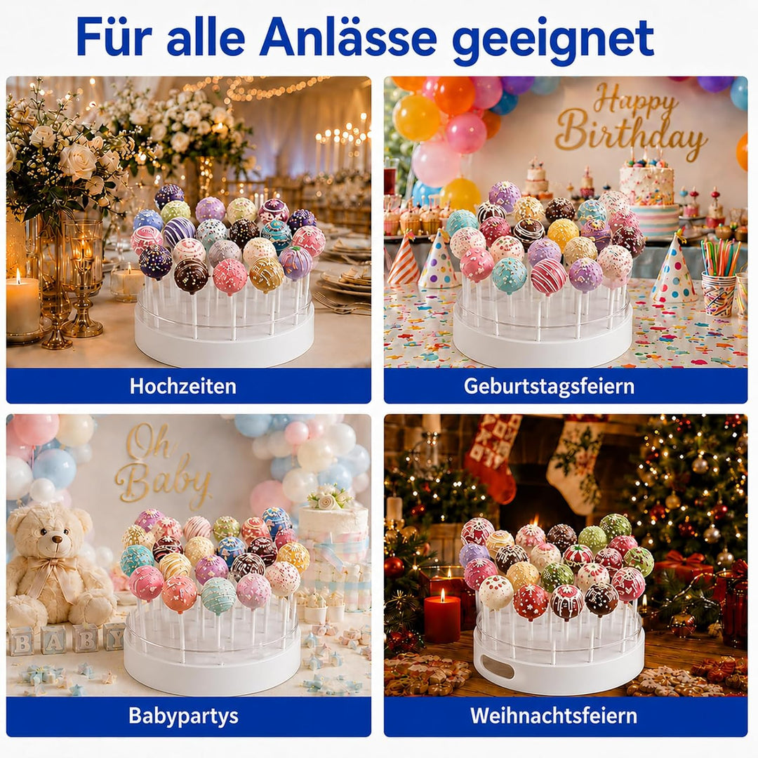 Cake Pop Ständer mit 22 Löchern (2er-Pack) für Cake Pops und Lollipops | Transparenter Cake Pop Halt