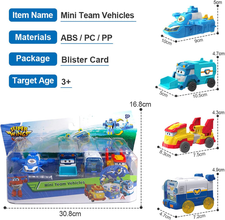 Super Wing Mini Team Vehicles, einschliesslich World Aircraft Robot, Marc Reinigungsfahrzeug, Golden