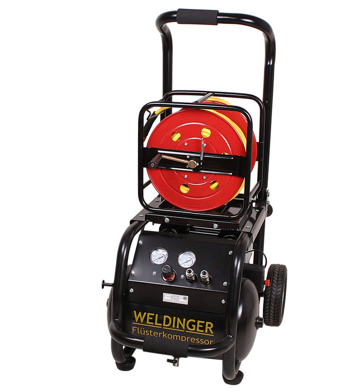 Set WELDINGER Flüsterkompressor FK 200 pro mobile + Druckluft-Schlauchaufroller 30 m 5 Jahre Garanti