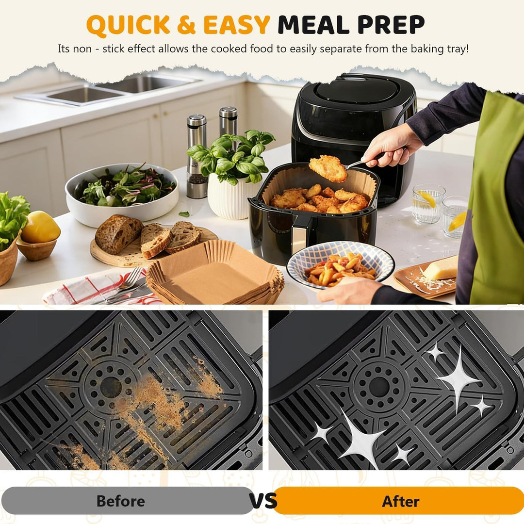 120 Stück Airfryer Backpapier für Russell Hobbs Heissluftfritteuse 4L, 18x18cm Heissluftfritteuse Ba
