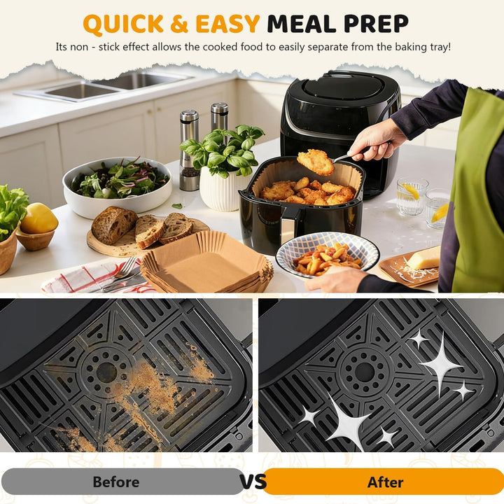 120 Stück Airfryer Backpapier für Russell Hobbs Heissluftfritteuse 4L, 18x18cm Heissluftfritteuse Ba