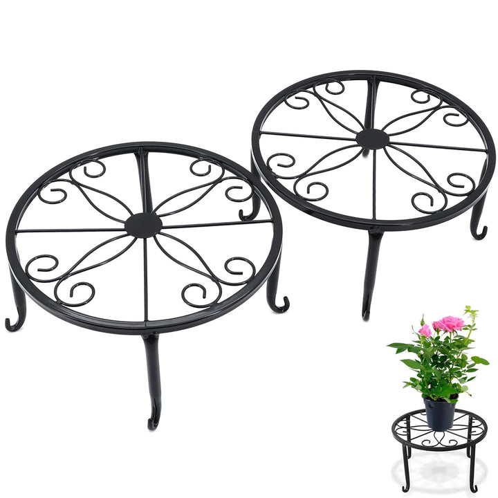 2 Stück Pflanzenständer Metall, Blumenhocker, Kunst-Topfhalter Schmiedeeisen, Flowerpot Basis, Retro