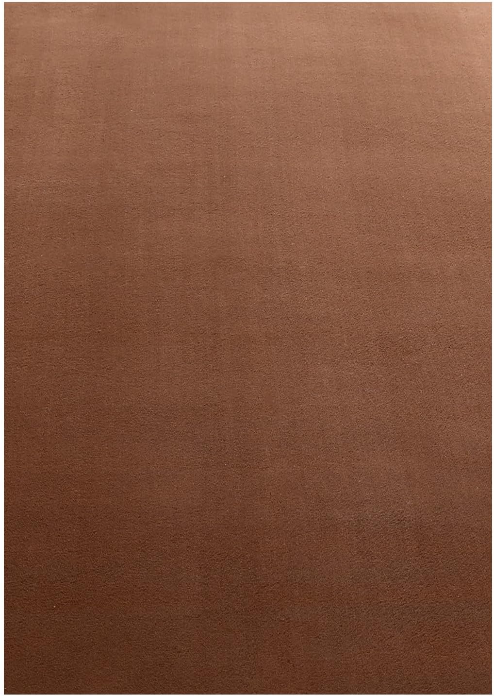 Waschbarer Teppich Wohnzimmer, Kurzflor rutschfest Flauschig Weich, Einfarbig Braun, Felloptik, Supe
