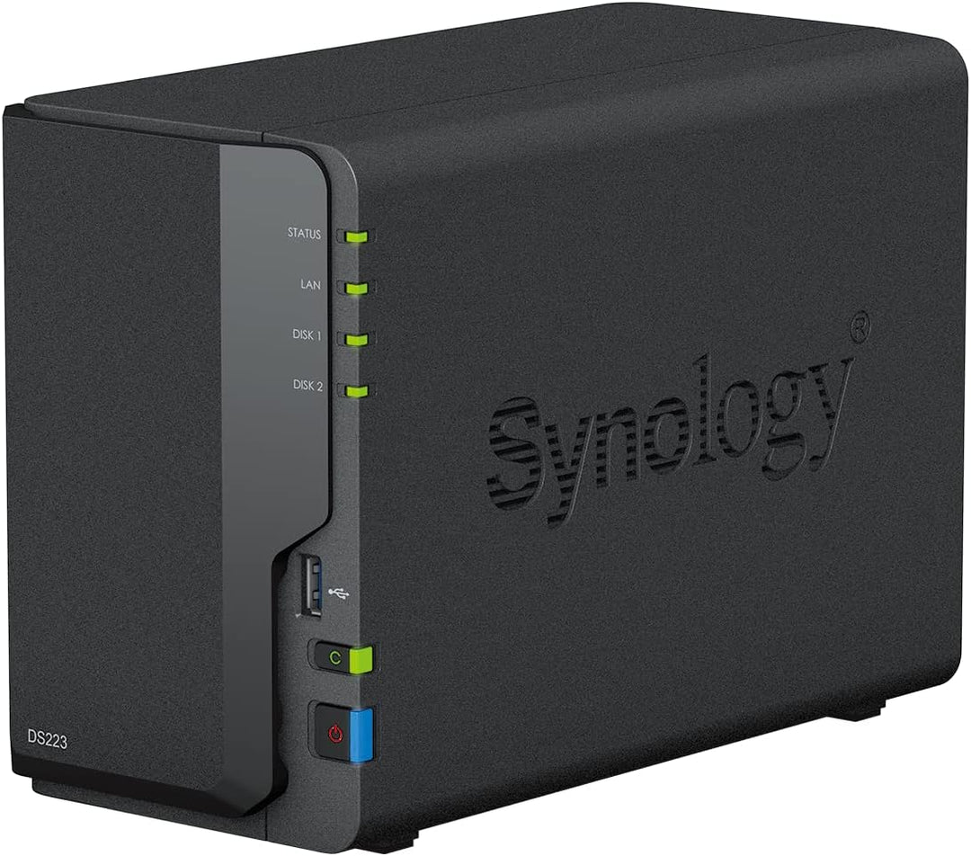 Synology DS223 2-Bay Diskstation NAS (Realtek RTD1619B Quad-Core 2GB Ram 1xRJ-45 1GbE LAN-Port) 20TB