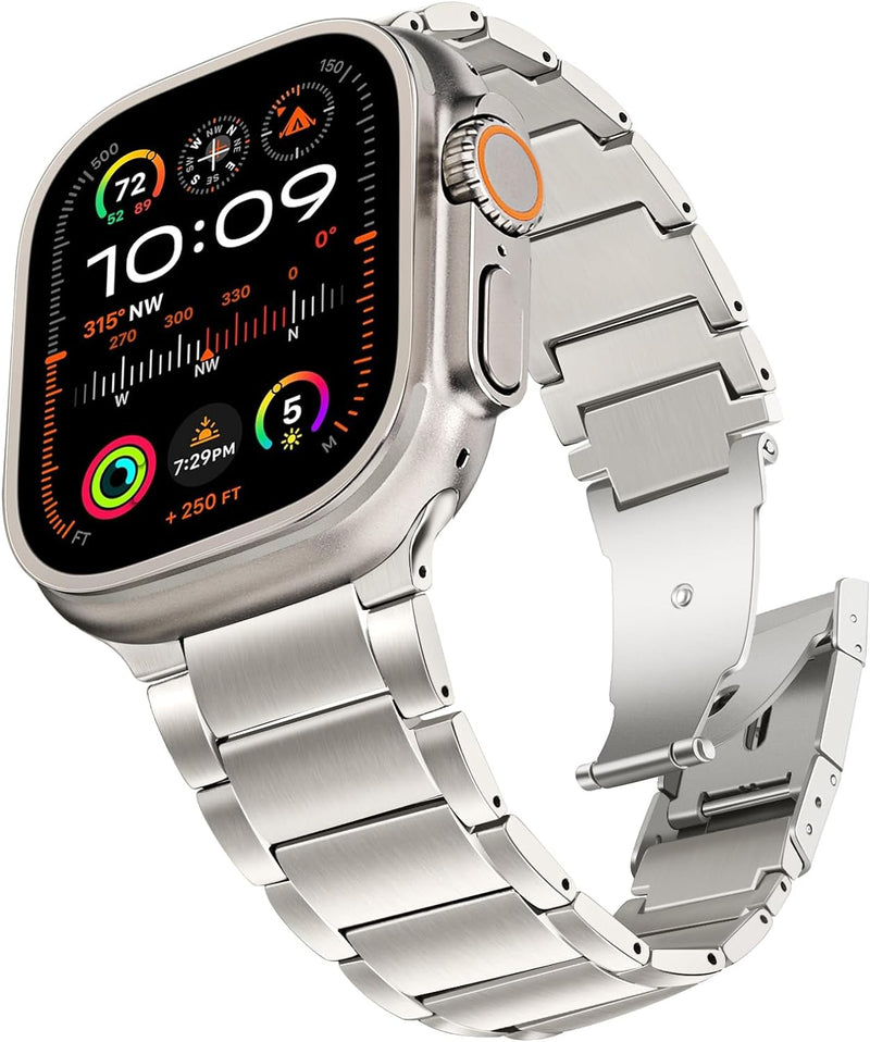 TRUMiRR Kompatibel mit Apple Watch Ultra 2/Ultra 49mm Titan Armband,Titan Metall Uhrenarmband Busine